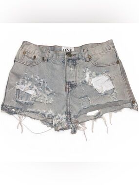 Y2K One Teaspoon Romeos Denim Cutoff Shorts streetwear grunge boho 28 light wash